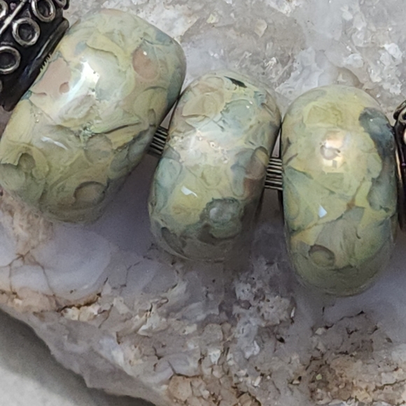 Sterling Silver 925 Necklace with Chunky Stone Beads and Textured Spacers - Picture 5 of 15